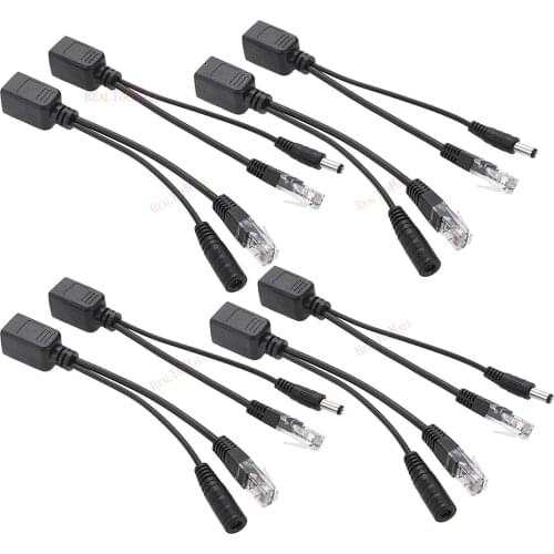 8pcs(4pairs) POE Adapter cable Connectors Passive Power cable Ethernet PoE Adapter RJ45 Injector + Splitter Kit 12V 24V 36V