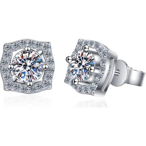 ANZIW 925 Sterling Silver Round Cut Moissanite Diamond Classic Stud Earrings For Women Stud Earrings Wedding Jewery