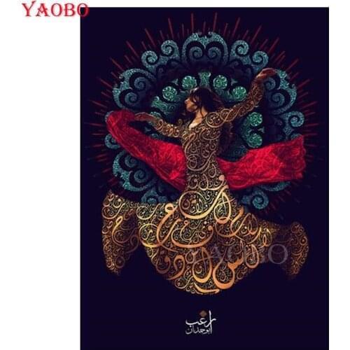 Arabic Calligraphy Diamond embroidery Mulism Dance Girl 5D DIY Diamond Painting cross stitch full square/round drill mosaic kit