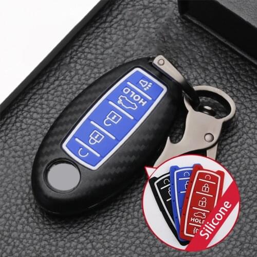 Carbon fiber ABS 5 Button Car Key Case Cover For Nissan Patrol Y62 Altima Maxima Infiniti FX G37 Q60 QX50 QX70 keychain