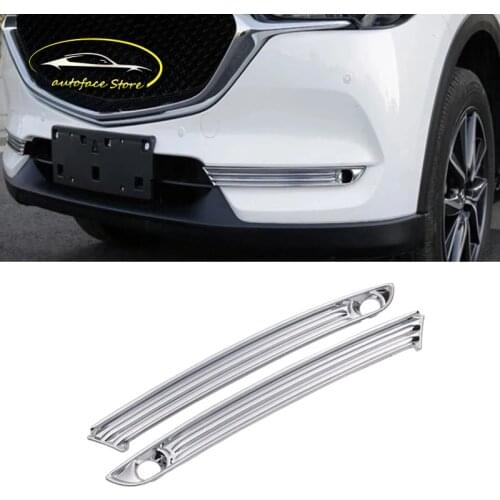 For Mazda CX5 CX-5 2017 2018 ABS Chrome/Carbon Car Accessories Front Fog Light Lamp Eyebrow Bumper Eyelid Cover Trims Stickers