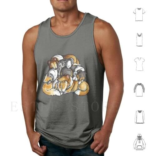 Rough Collie-Sleeping Pile Cartoon Tank Tops Vest Sleeveless Collie Colley Collies Rough Collie Merle Collie Merle Rough