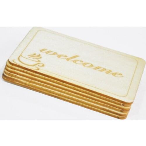 Happymems Welcome Coffee Tags Wooden Shape Vintage Scrapbooking Embellishment DIY Wood Stick Craft Home Decoration Accessories