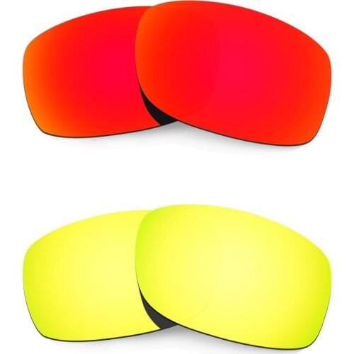 HKUCO For Fives-Squared Sunglasses Replacement Polarized Lenses 2 Pairs - Red&Gold