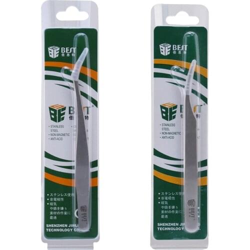 2pcs Nonmagnetic Stainless Steel Straight Curved Tweezers Brand Craft Picking Tool Make Up Pair of Tweezers Eyelashes Extension