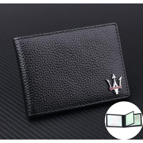 Unisex Drivers License Leather Case Motor Vehicle Driving Credit Id Card Holder Tarjetero For Maserati Wallet Car Accessories
