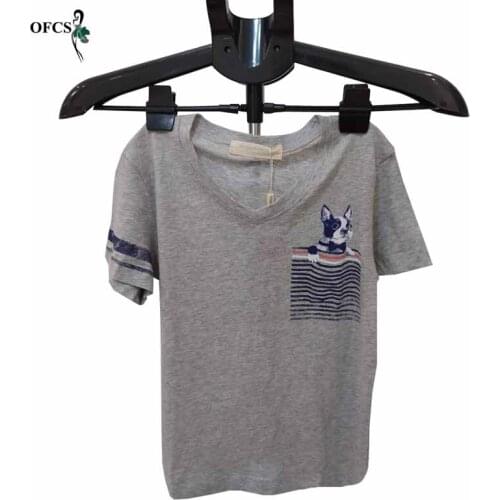 Hot Boys T-shirt New Summer Girls Stripe Short Sleeve T Shirt Children Clothes Cotton Cartoon Dog For Boys Child Casual Tee Tops