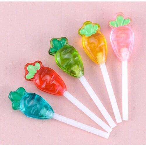ZOCDOU 1 Piece Mini Carrot Lollipop Sharing Sweet Radish Lolly Candy Ornament Small Statue Little Figurine Crafts Home Deco