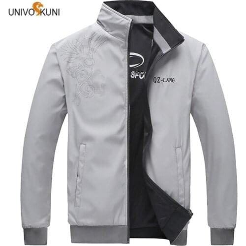 UNIVOS KUNI 2019 New Men Casual Jacket Soild Color Brand Wild Sports Double-sided Wear Fashion Streetcoat Big Size 5XL J611