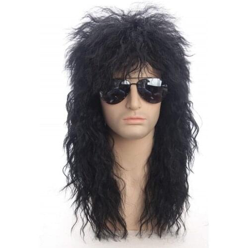 Men and Women Long Curly Brown Gradient White Costumes Accessories 70s 80s Rocker Party Funny Wigs For Halloween