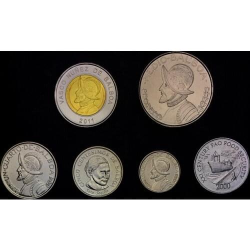 Set 6 pcs Panama Issuing Coins Original Coin 100% Real Unc