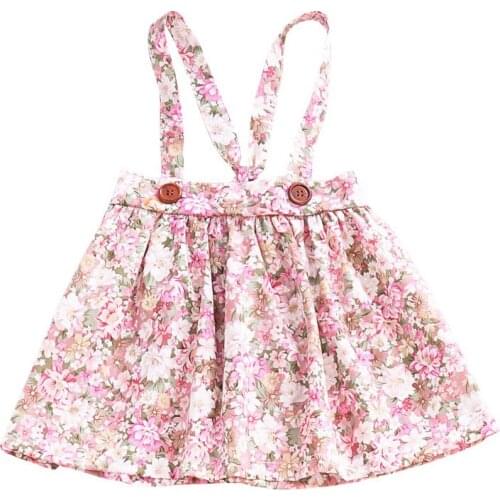 Infant Girl Clothes Baby Overalls Floral Print Suspender Skirt Toddler Kids Summer Casual Clothes Children Button Vintage Dress