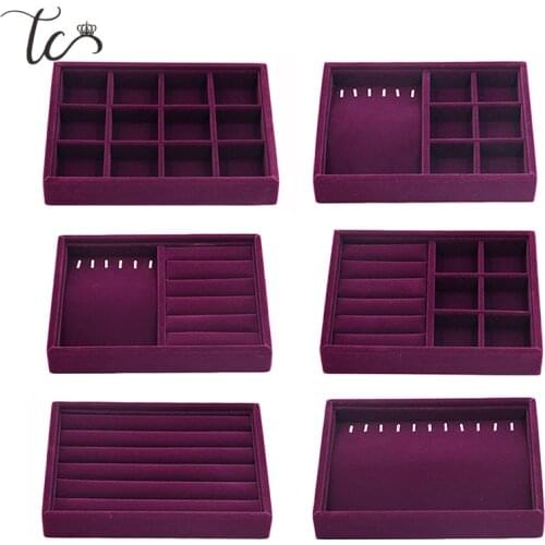 Portable Velvet Jewelry Display Organizer Tray Ring Necklace Box Holder Earring Jewelry Container Organizador De Joyas