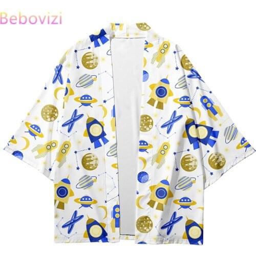 Plus Size S 6XL Star Print Fashion Beach Japanese Kimono Kimetsu No Yaiba Robe Cardigan Men Shirts Yukata Haori Womens Clothing