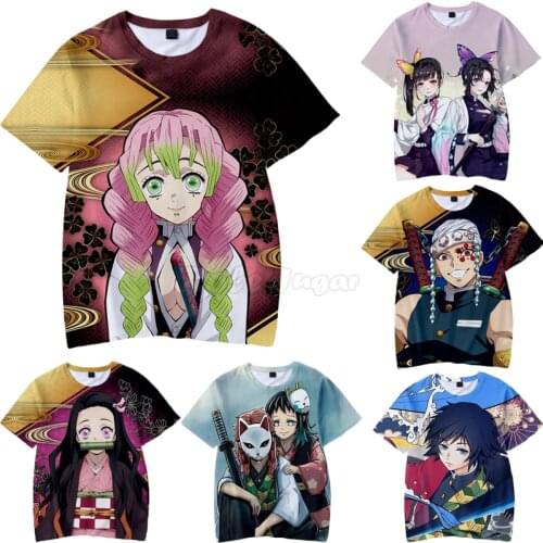 S-4XL Japanese Anime Demon Slayer Cosplay Costume Kimetsu No Yaiba Men Women Daily Summer Cute Cartoon Tops Tshirt C15M218