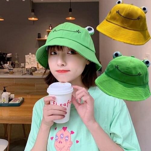 Parent-Kid Cartoon Frog Bucket Hat Panama Fishing Cap Cute Froggy Hat Homme Femme Bob Chapeau Outdoor Sun Fisherman Hat 2021