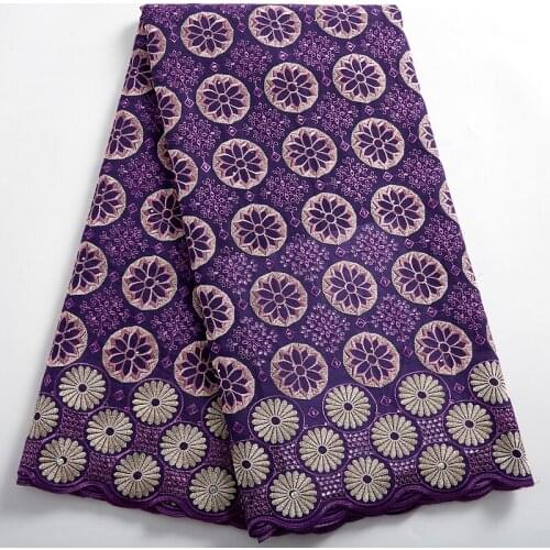 SJD LACE New High Quality African Fabric Lace Purple Swiss Voile Sewing Accessories Nigeria Fabric For Women Wedding Dress A2385