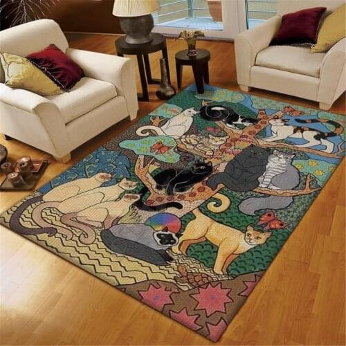 Funny Cat Area Rug 3D All Over Printed Non-slip Mat Dining Room Living Room Soft Bedroom Carpet