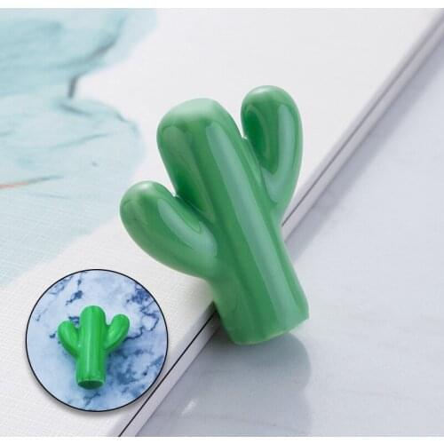 Modern And Simple Cactus Ceramic Handle ChildrenS Cartoon Cabinet Door Retro Color Handle Home Decoration Single Hole Handle