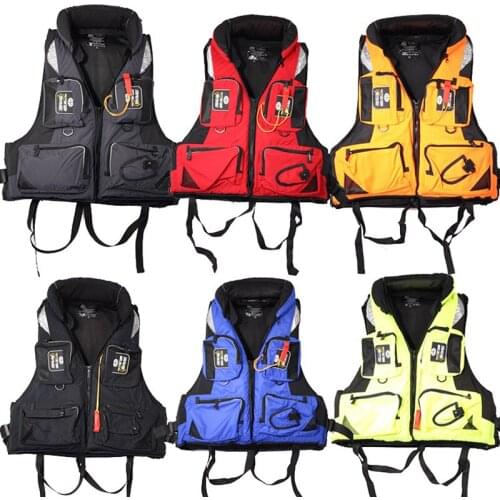 Nylon Rescue Jacket Adult Swimming Life Vest Outdoor Buoyancy First Aid Kayak Fishing Life Jacket Vest for Drifting Boating Vest