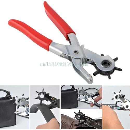 Heavy Duty Revolving 6 Hole Leather Belt Paper Eyelet Cut Plier Punch Craft Tool