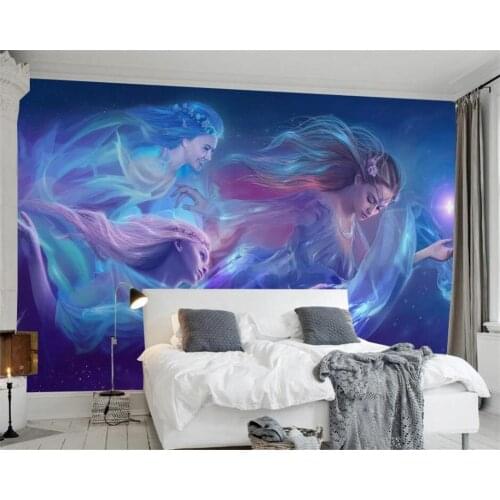 Wellyu Customized large mural European modern minimalist glare starry flying beauty background wallpaper Papel de parede