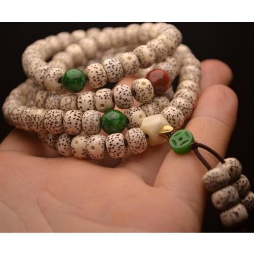 XingYue Natural Bodhi Bracelet 108 Beads Dry Grinding High Density Star and Moon Wood Necklace for Women Men Buddhism Jewelry