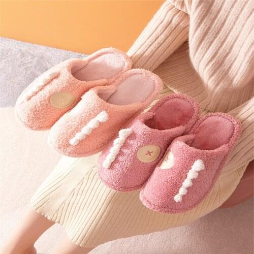Winter Cotton Slippers Women Indoor Home Slides Ladies Bedroom Floor Non-Slip Cotton Flip Flops Girls Cute Cartoon Warm Shoes