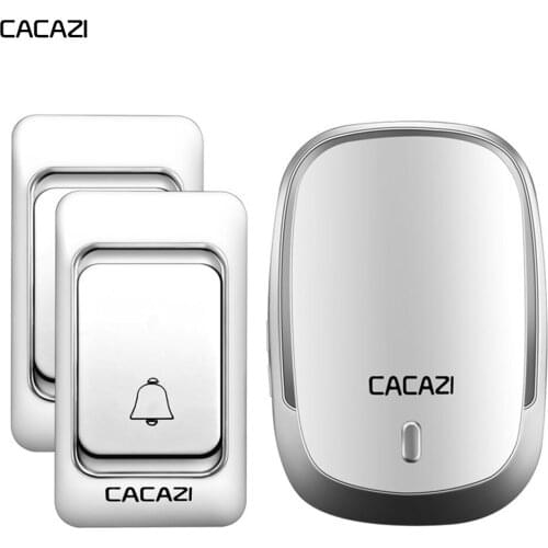 CACAZI Wireless Doorbell Waterproof Battery 1 2 Button 1 2 3 receiver 300M Remote US EU UK AU Plug Home Calling Doorbell chimes