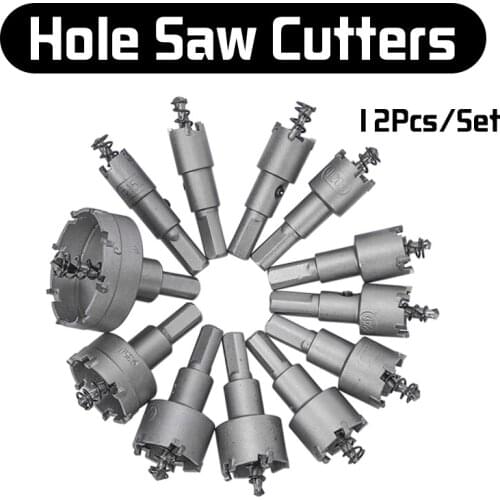 12Pcs/Set Metel Hole Saw Tooth Kit Drill Bit Set Stainless Steel Alloy Wood Cutter 15mm-50mm Universal Cutter Tool Accessories