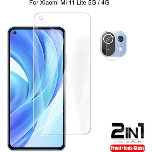 2 in 1 For Xiaomi Mi 11 Lite 5G / 4G Camera Lens Film & Screen Protector Guard Protective HD Tempered Glass Explosion Proof