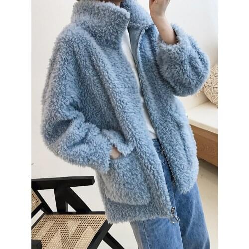 2020 Real Korean Clothes Autumn Winter Coat Women Sheep Shearing 100% Lamb Fur Jacket P2052 YY1274
