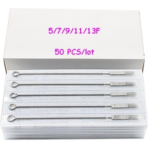 50PCS Mixed Sizes Tattoo Needles Flat Shader Sterilize Tattoo Machf