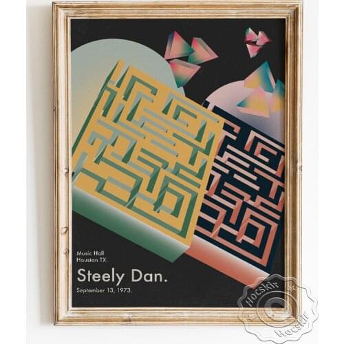 American Rock Band Steely Dan Music Gig Poster, Solid Geometry Wall Picture, Labyrinth Decorative Design Pattern Backdrop Decor
