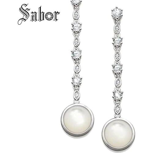 White Star Round Swan Neck Drop Earrings 2020 New Fashion Jewelry Romantic silver color Gift For Women thomas