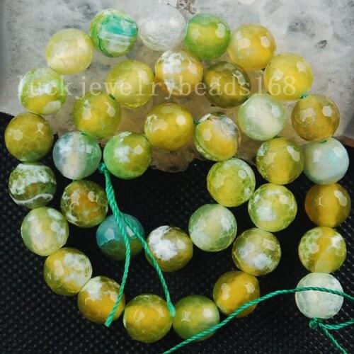 Free shipping Women 10mm Green Carnelian Faceted Ball Loose Beads FG6151