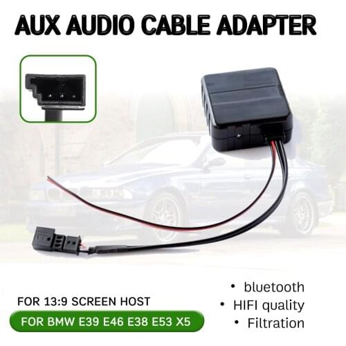 Bluetooth Aux Receiver Cable Adapter with mic for BMW E46 E39 E53 X5 Hifi Quality for 16:9 large screen head unit interface