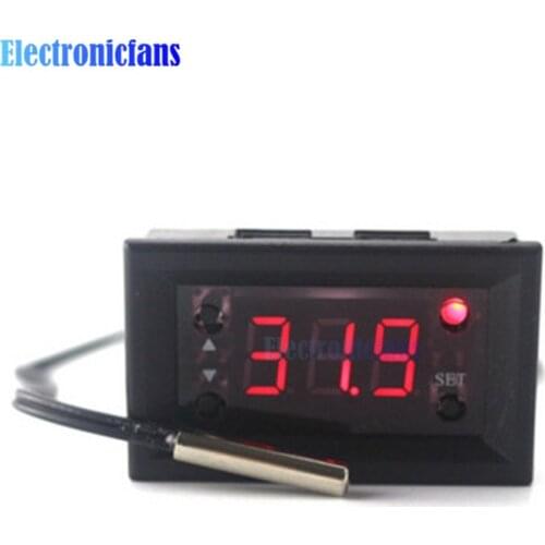 W1218 Digital Thermostat DC 12V -20~100C Temperature Controller Regulator for Incubator Termostat With NTC Probe Red Display