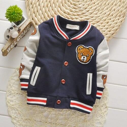 2021 Spring Autumn New Long Sleeve Embroidery Childrens Coat Button Child Colorblock Baseball Wear 1-3Year