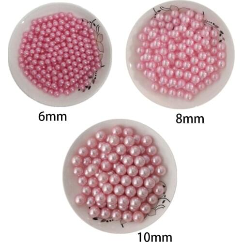 DIY pink non-porous ABS imitation pearl 6-10mm sweater shirt accessories round bead jewelry box decorative resin material