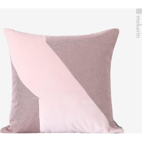 Home sofa cushion girl room macaron pink geometric stitching pillow cushion sofa pillow decoration pillow bedroom square pillow