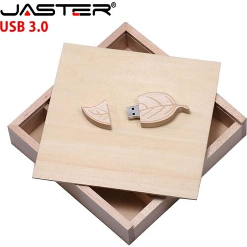 JASTER Wooden Leaf USB 3.0 4GB 8GB 16GB 32GB 128GB memory flash stick pen drive with (170*170*35 mm) Photo Album Box custom logo