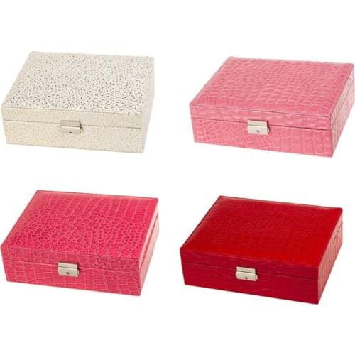 PU Leather Jewelry Box Storage Case Rings Necklace Earrings Trinkets Organizers