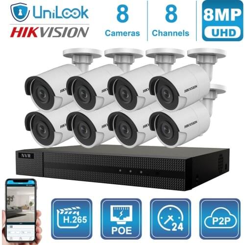 Hikvision Original Camera Kit 4/6/8Pcs DS-2CD2083G0-I Outdoor Security System 8MP Hik OEM NVR IP67 H.265+ Guarding Vision