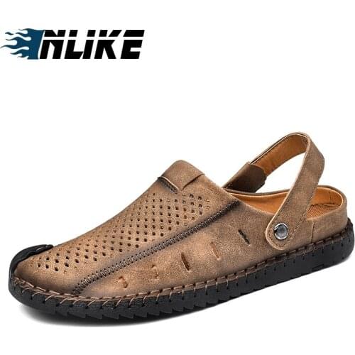Inlike New Men Genuine leather Beach Shoes Slippers Summer Air / Soft Flip Flops Elastic Sandals Flip Flops JW510