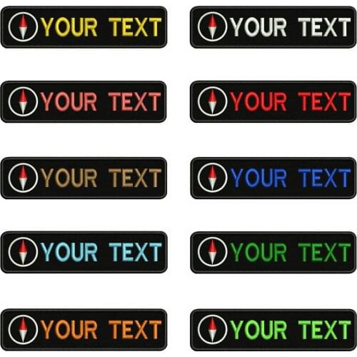Compass Logo 10X2.5cm Embroidery Custom Name Text Patch Stripes badge Iron On Or Velcro Backing Patches For Clothes Backpack Hat