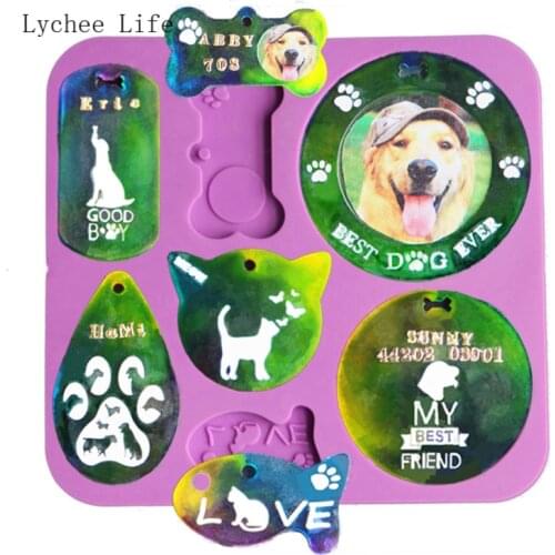 Lychee Life Antilost Pet Hanging Keychain Pendant Epoxy Resin Silicone Mould Pottery Clay Handmade DIY Epoxy Handmade Crafts