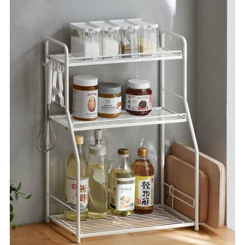 Kitchen multifunctional storage rack countertop shelf anti oil easy wash organizer three layers etagere