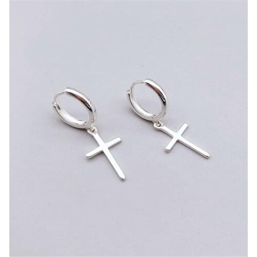 Fashion 925 Sterling Silver Cross Drop Earring for Women Brincos Pendientes femme Dangle Earrings eh1192