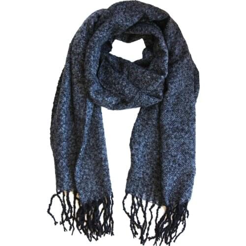 Mens Scarf Navy Blue Wool Winter Fringed Scarf Winter Autumn Fashion Style Urban Classy